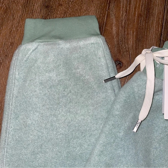 Feat Thick Cozy BlanketBlend Seafoam Green Jogger Sweatpants Tapered Soft L - Picture 4 of 7